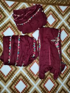 Maroon Embroidered Salwar Suit