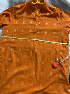 Vibrant Orange Printed Kurta