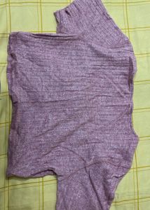 Purple Ruched Drawstring Crop Top