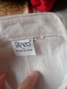 Kurta Style Plain White Shirt For 4-5yr Boys