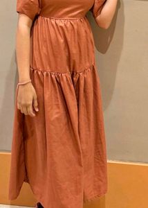 Tokyo Talkies Terracotta Tiered Midi Dress–Size