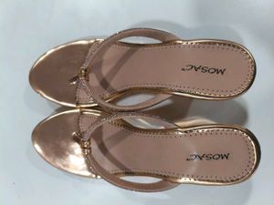 Rose Gold Wedge Heels with Embellishments