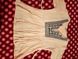 Peachy Embroidered Kurta