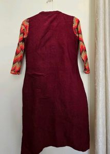 Maroon Embroidered Kurti