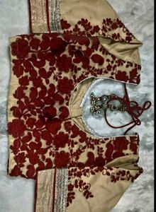 Cream Red Wedding blouse