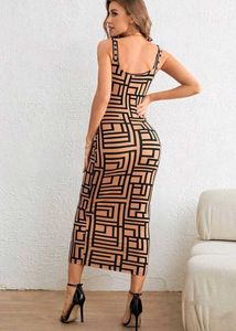 Geometric Print Bodycon Midi Dress(large)