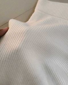 Cream Wide-Leg Knit Pants