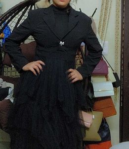 Black Modelling Style Ruffle Dress