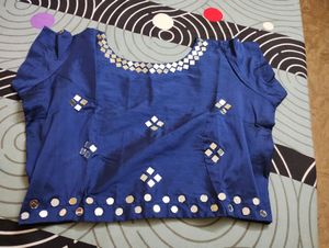 #Navaratri Blouse # Mirror Work Blouse (Navy Blue)