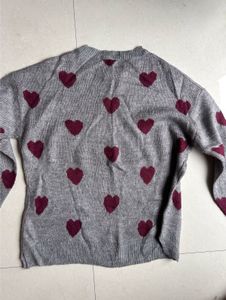 Grey Heart Print Sweater