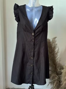 Chic Black Button-Front Mini Dress