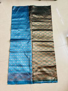 Blue Silk Saree with Gold Border