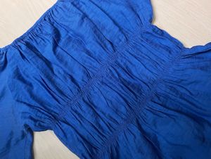 Blue Off-Shoulder Peplum Top