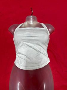 White Halter Neck Crop Top