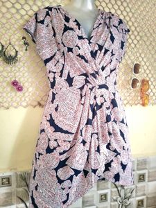 Boho Paisley Twist-Front Mini Dress