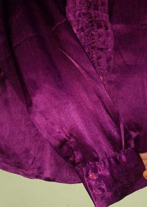 Satin Purple Button-Up Top