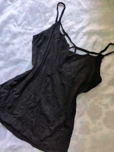 Black Cami Top with Strappy Back