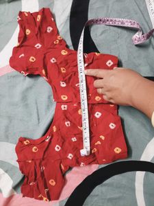 Red Bandhani Print Blouse