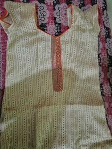 Elegant Cream Kurta with Orange Border