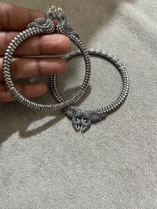 Oxidized Silver Peacock Kada Bangles