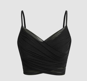 Chic Black Mesh Wrap Crop Top