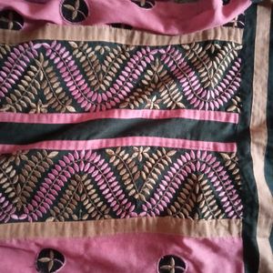 Pink &amp; Black Embroidery Kurta with Dupatta