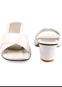 Elegant White Crisscross Heeled Mules