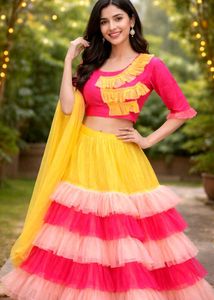 Vibrant Ruffle Lehenga Choli Set