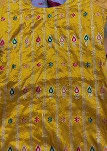 Vibrant Yellow Embroidered Suit 3 piece