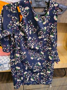 Navy Floral Print Top