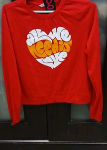 Red Long Sleeve "All You Need Is Love" Sweatshirt