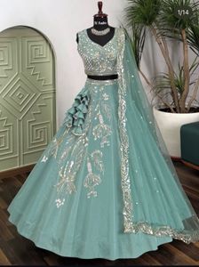 Beautiful Sea Green Lehenga Choli Set