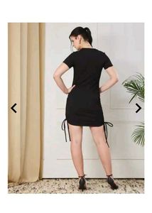 Chic Black Drawstring Ruched Mini Dress 💫
