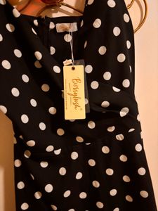 Berrylush Women Black Printed Wrap Dress Polka Dot