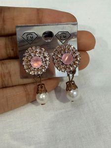 Elegant Pearl &amp; Crystal Drop Earrings