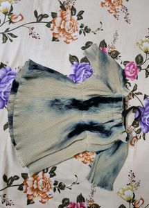 Pleated Tie-Dye Off-Shoulder Top