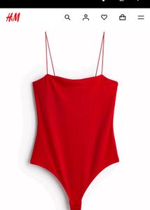 H&M Red Spaghetti Strap Bodysuit