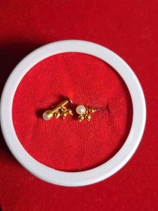 Gold Pearl Stud Earrings