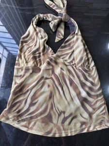 Westside Sheer Animal Print Halter Top