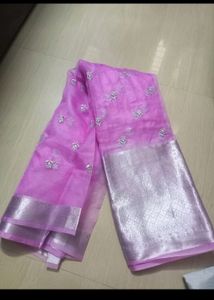 Light Pink  Organza Banarasi Silk Saree