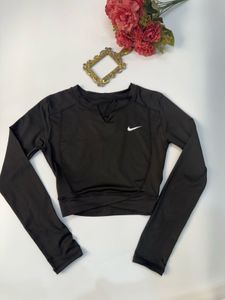 Nike Black Cropped Long Sleeve Top