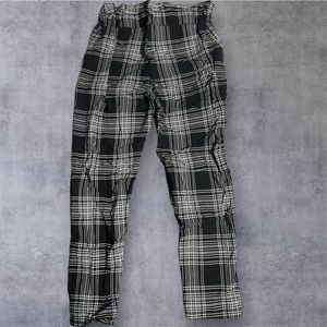 Plaid black and white checkered Trousers