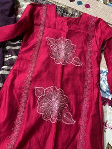 organza  Floral Kurta Set with free kurt