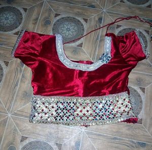 Elegant Red Velvet Blouse