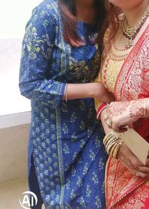 Beautiful Blue Printed  long Kurta