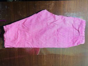 Pink Cotton Blend Palazzo Pants