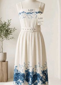 LOV London Blue Floral Midi Dress