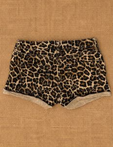 Leopard Print High-Waisted Denim Shorts