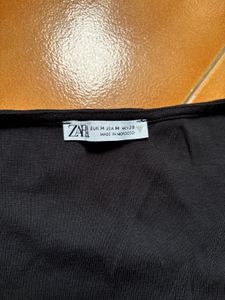 Zara Black Square Neck Cropped Top