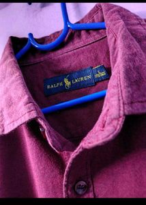 Men's Burgundy Long Sleeve Button-Up Shirt